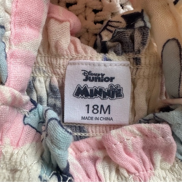 Minnie Mouse NEW Disney Pink Smocked Gauze Tiered Girls Toddler Sundress Sz 18m - Picture 3 of 4